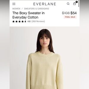 NWT Everlane Boxy Sweater in Everyday Cotton